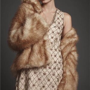 Gorgeous beaded crystal embellished golden mini dressy